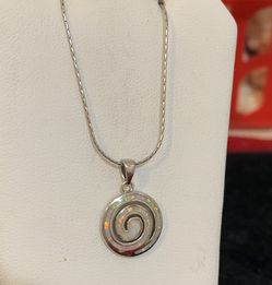 White opal in sterling silver necklace