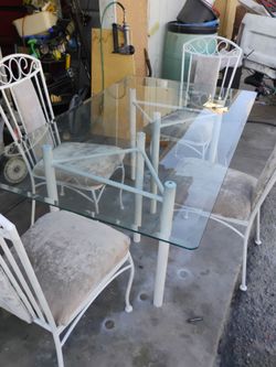 4 chair dining glass yable