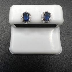 New blue zircon Stone With Halo Moissanite .925 Sterling Silver