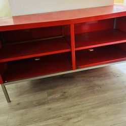 red locker style side table/cabinet