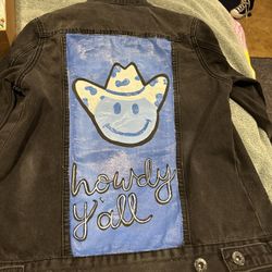 Handpainted black jean jacket 