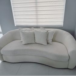 Set of 3 Modern White Sofas: