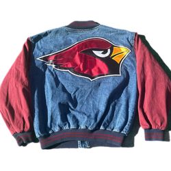 Vintage Arizona Cardinals DENIM JEAN JACKET mens XL nfl football coat