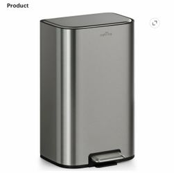 mVm 10.6 Gal Kitchen Trash Can, Step Trash Can with Lid, Smooth Edge Garbage Bin for Home Office (Gray)