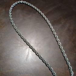 Silver Plated Rope Chain 18-20 Inch (No Clasp)