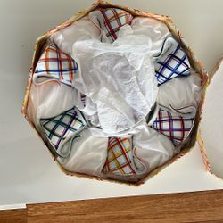 Plaid Espresso Cup & Saucer Set with Original Box Set Of 6 Brand New 
