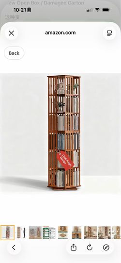 auxery Rotating Bookshelf Tower, 6-Tier 360° Bamboo Spinning Bookcase – Easy Assemble Revolving Book Shelf, Floor Standing Space-Saving Storage Book S