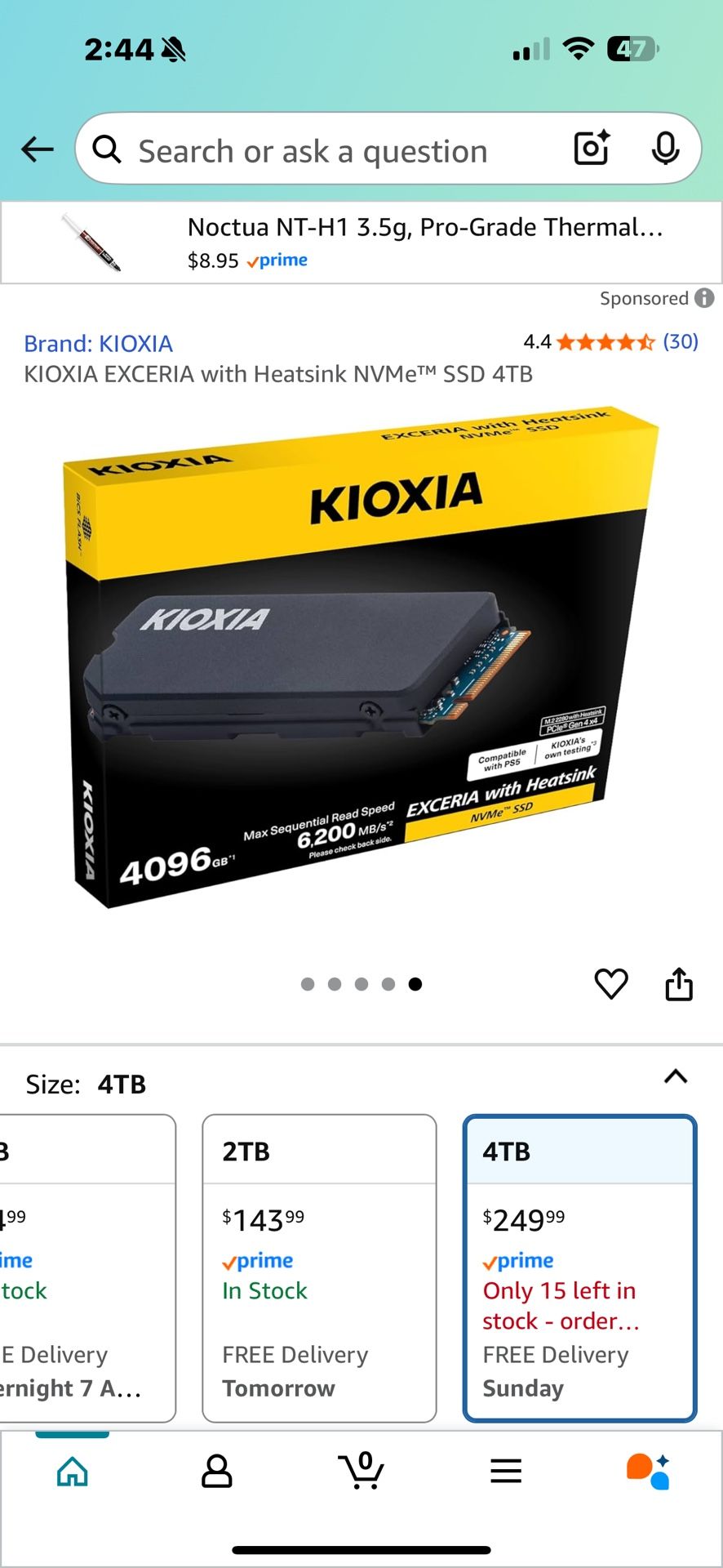 KIOXIA EXCERIA with Heatsink NVMe™ SSD 4TB