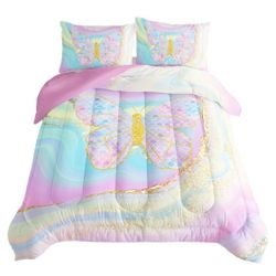 Butterfly Rainbow Watercolor Full Size Bedding