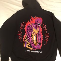 Warren Lotas Devin Booker Purple Skeleton Fire Hoodie Phoenix Suns Size XXL