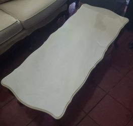 Marble long coffee table, with wooden feet