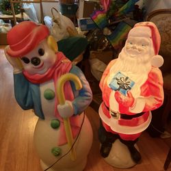 Old Fashion Santa And Snowman 