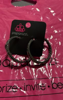 Paparazzi Black Rhinestone Hoops