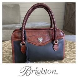 Brighton croc embossed small satchel