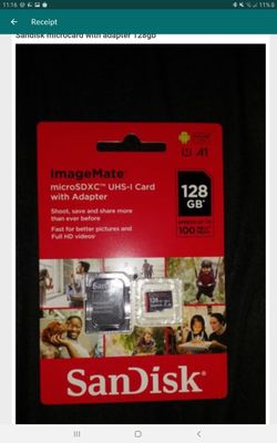 Sandisk microcard with adapter 128gb