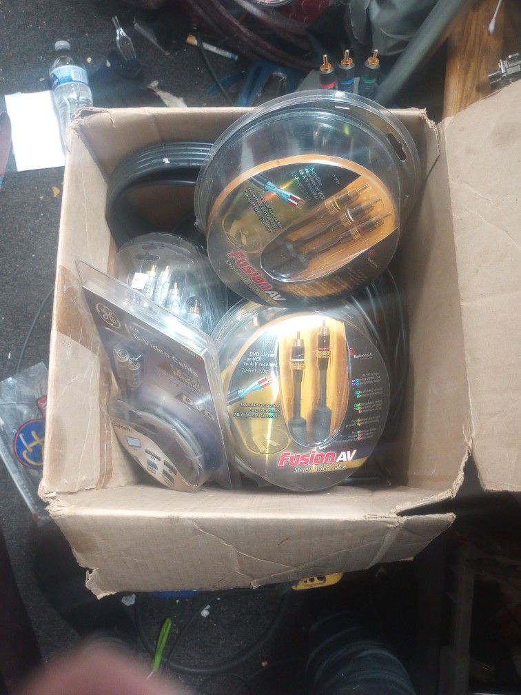 Box Of AV And Component Cables 