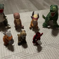 7 Pcs.  Dinosaur Lot Stuffed Animals