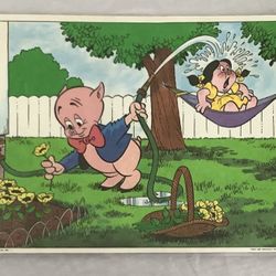 Vintage Warner Bros. Looney Tunes Pepsi Cola Food Mat Collectible Porky Pig 1976