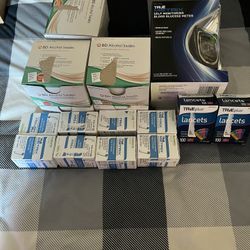 Blood Glucose Meter/8 Boxed Strips/ 8 Boxes Alcohol Swabs