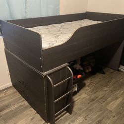 Small Twin Size Loft Bed Grey 