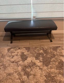 Dark Grey Leather Upholstered Bench