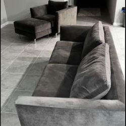 Grey Suede Couch Set