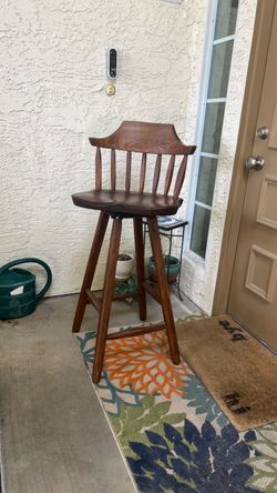 Wood counter height swivel bar chair