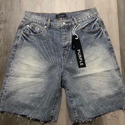 purple jean shorts size 32 denim 