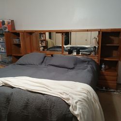 Solid Oak Bedroom Wall Unit 