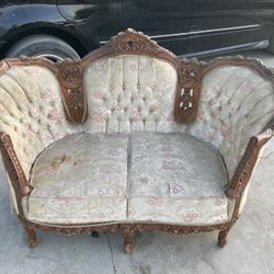 Beautiful Hand Carved Antique Love Seat