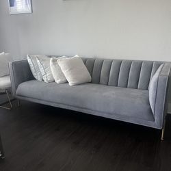 dark gray velvet sofa couch
