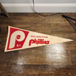 VINTAGE 1970S Large Philadelphia Phillies Pennant Baseball  Memorabilia 30 X 12"
