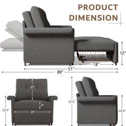 New 3-in-1 Convertible Sleeper Chair with Storage Drawer