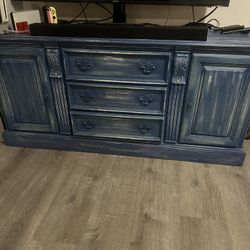 Blue Cabinet All Wood (I Use It As Tv Stand)