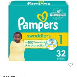 32 PAMPERS  SWADDLERS SIZE 1
