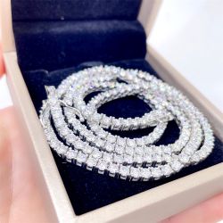Moissanite Diamond Tennis Chain .925 Silver 14kt Gold 3mm 18in. Choker Necklace