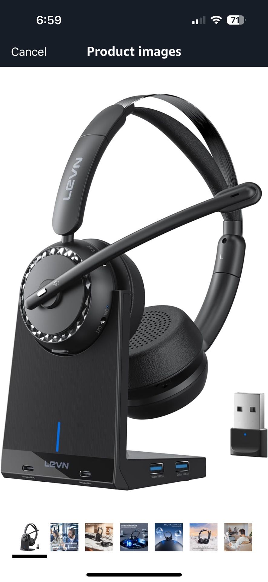 Wireless Headset, Wireless Headset with Mic for Work, AI Noise Cancelling, 65 Hrs Working Time, Bluetooth Headphones with Microphone from Home/Compute