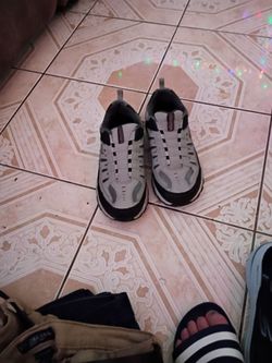 Memory foam skechers gray