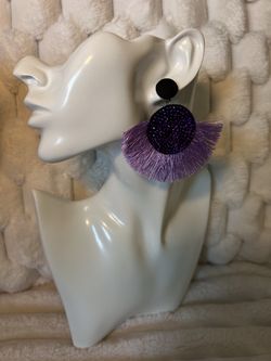 Purple rhinestone earrings