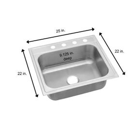 Elkay Drop-In Stainless Steel 25 in. 4-Hole Single Bowl Kitchen Sink HDSB252294