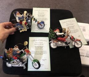 Santa motorcycle ornaments
