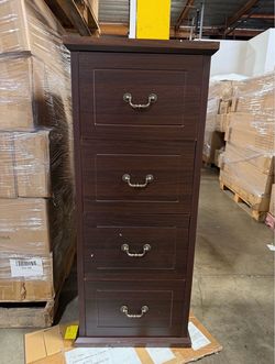 4-Drawer File Cabinet, Vertical Wood Filing Cabinet for A4/Letter Size, Tall Office Drawer Chest, Rustic Storage Organizer Unit for Home Office, Dark