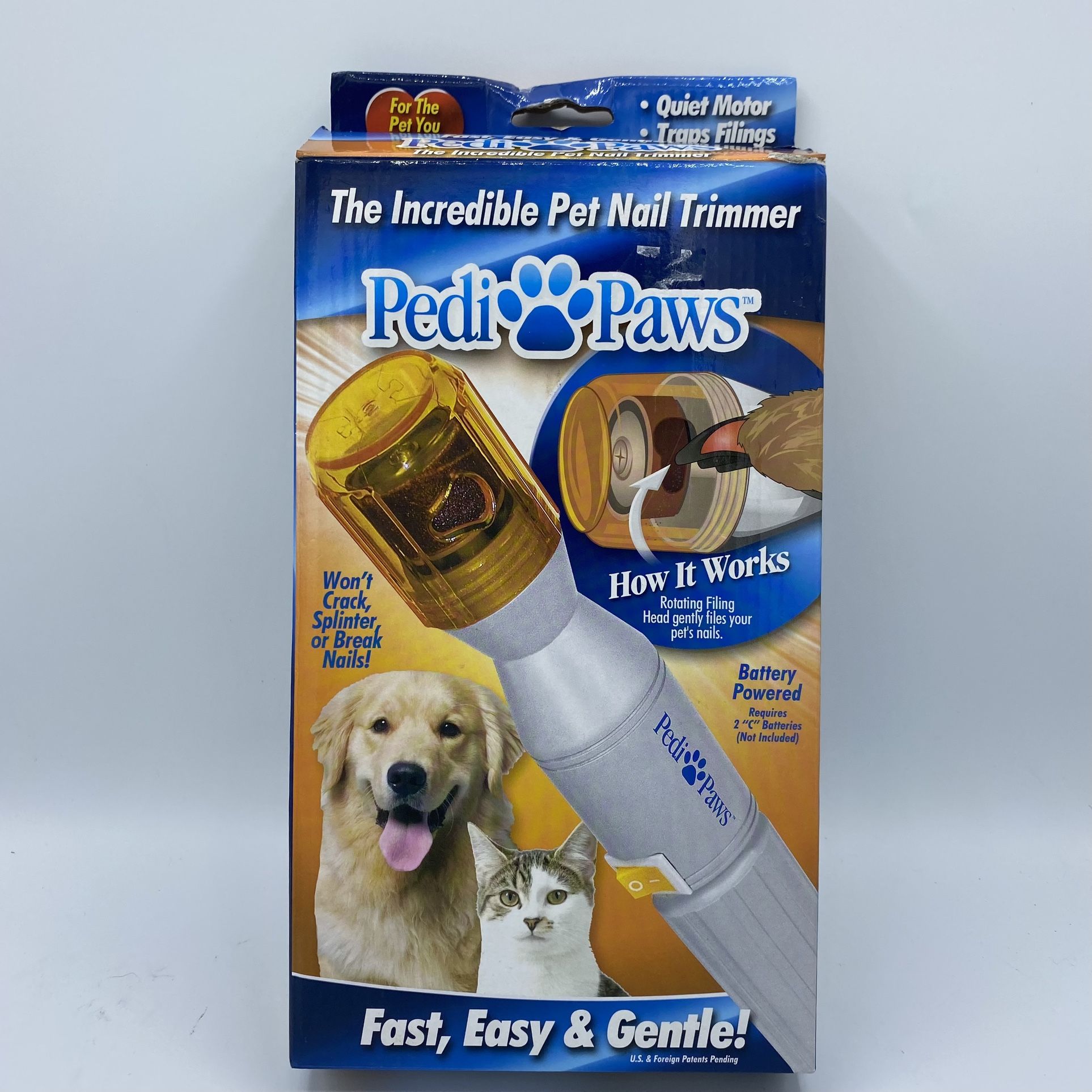 Pedi Paws Pet Nail and Claw Trimmer USED in box pedipaws Quiet Traps Flings 