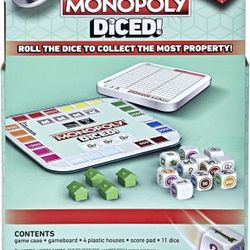 Hasbro Gaming Monopoly Diced Game, Easy to Learn Game, Quick Game, Portable Travel Board Game, Fast Game for Kids Ages 8 and Up
