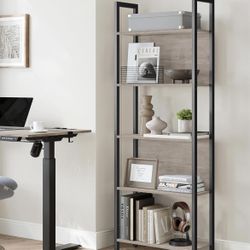  5-Tier Bookshelf, Book Shelf, Industrial Bookcase, with Steel Frame, for Living Room, Home Office, Bedroom