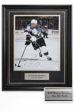 Signed Dany Heatley #15 San Jose Sharks Framed Autograph Photo JSA Certified
