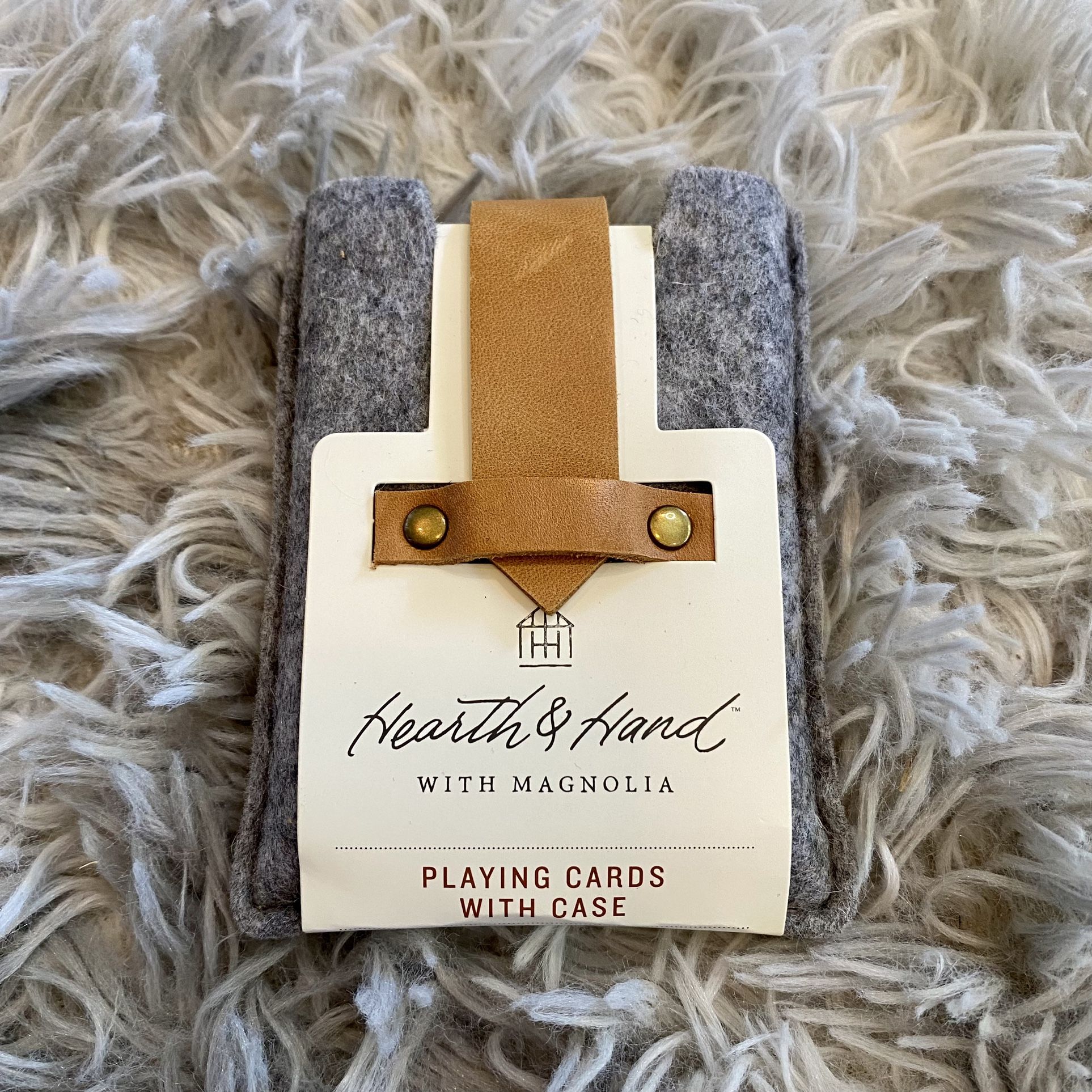 Hearth & Hand With Magnolia Playing Cards With Felt Case Grey Red & White NWT