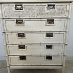 Palm Beach Regency Style Faux Bamboo Vintage Midcentury Stanley Tall Dresser