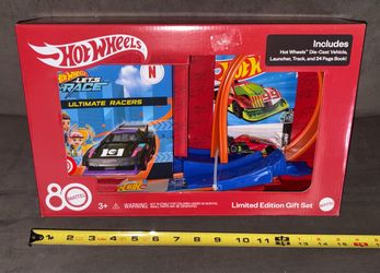 New Hot Wheels Launcher, Track, Car & Book 80th Anniversary Gift Set