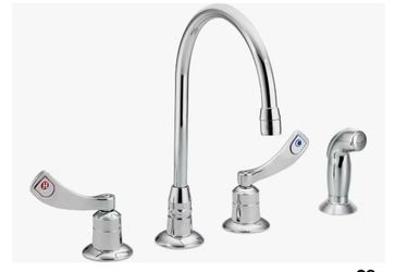Moen Commercial Chrome M-Dura Kitchen Faucet with Side Spray with 4-Inch handles 2.2 gpm, 8244